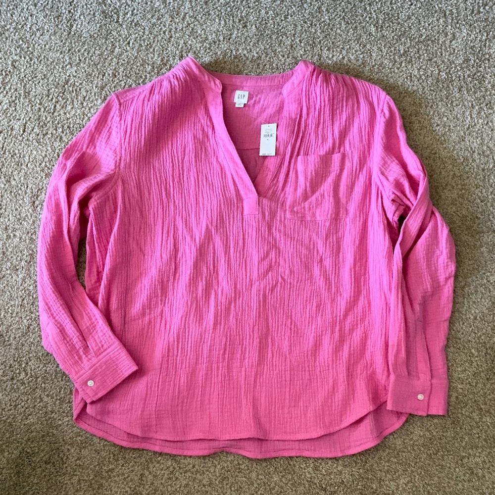 Gap Pink gauze pop-over shirt - SIZE XL - NWT
